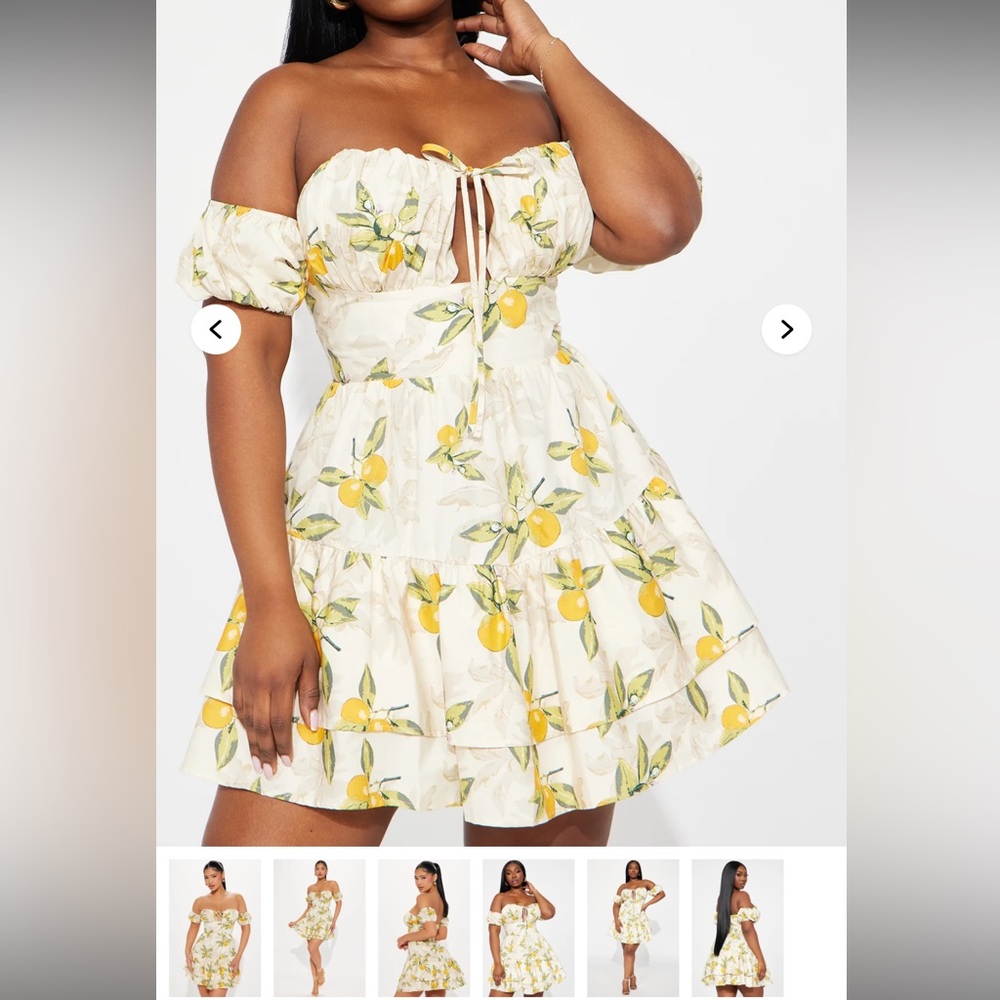 Fashion Nova Citrus Delight Off-Shoulder Mini Dress